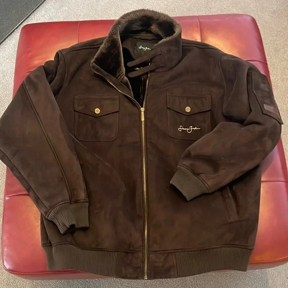 【希少ビッグサイズ】Sean Johnレザージャケット　 XLブラウンストリート Leather Jacket Sean John Puffer Jacket Men's Sean John Brown 100